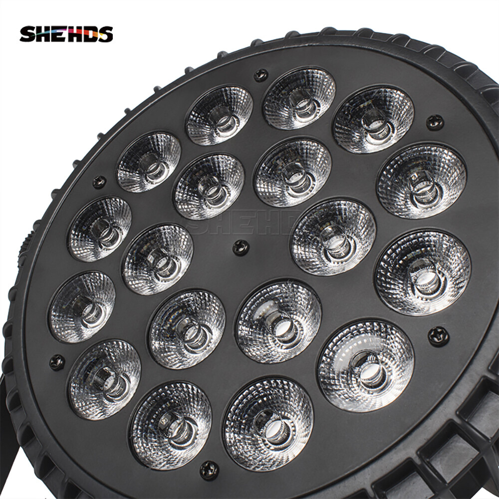SHEHDS 18X18W Aluminum Alloy LED Flat Par RGBWAUV Stage Lights For DJ Disco Bar