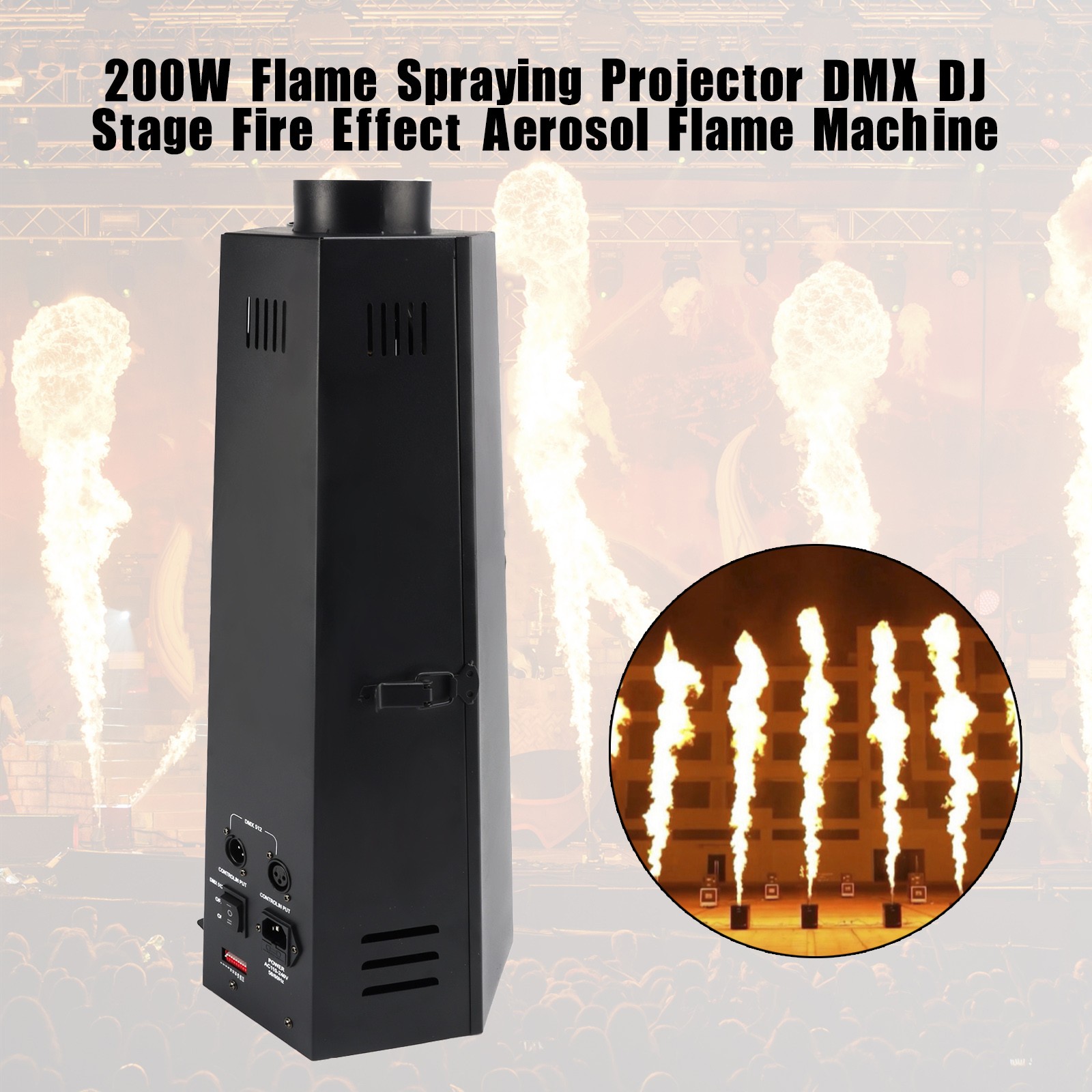200W Flame Spraying Projector DMX DJ Stage Fire Effect Aerosol Flame Machine US