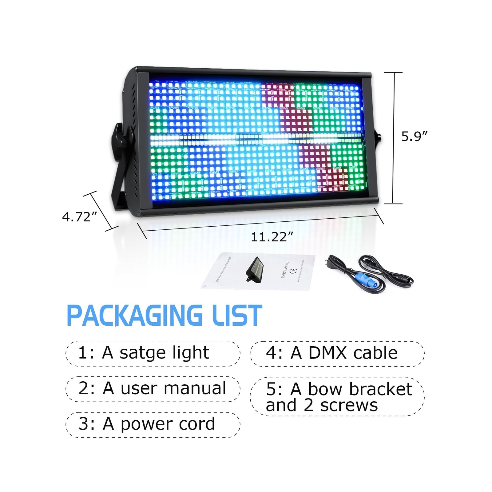 Stage Light Bar Wash Strobe Light LED 200W 768 LEDs DJ Lights RGBW 48 Partiti…