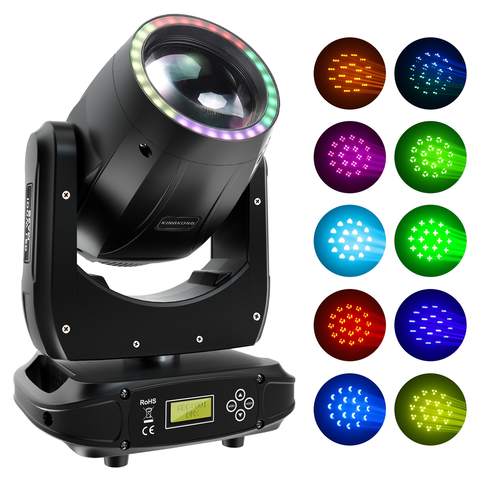 1/4PC 200W 5R Moving Head LED Gobo 8 Prism Stage Lighting Beam RGBW DMX DJ Party