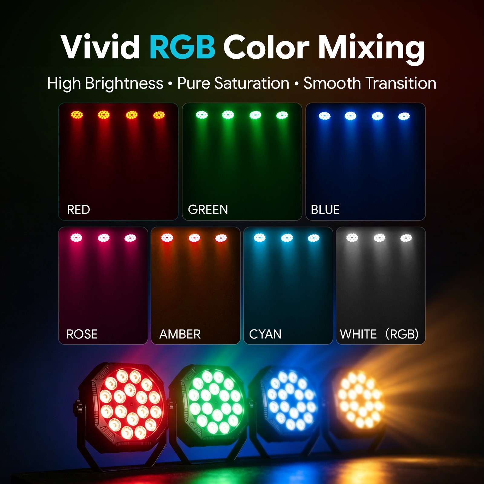 Rechargeable Par Light 90W RGB Battery Powered Wireless 18LED DJ Uplights Remote