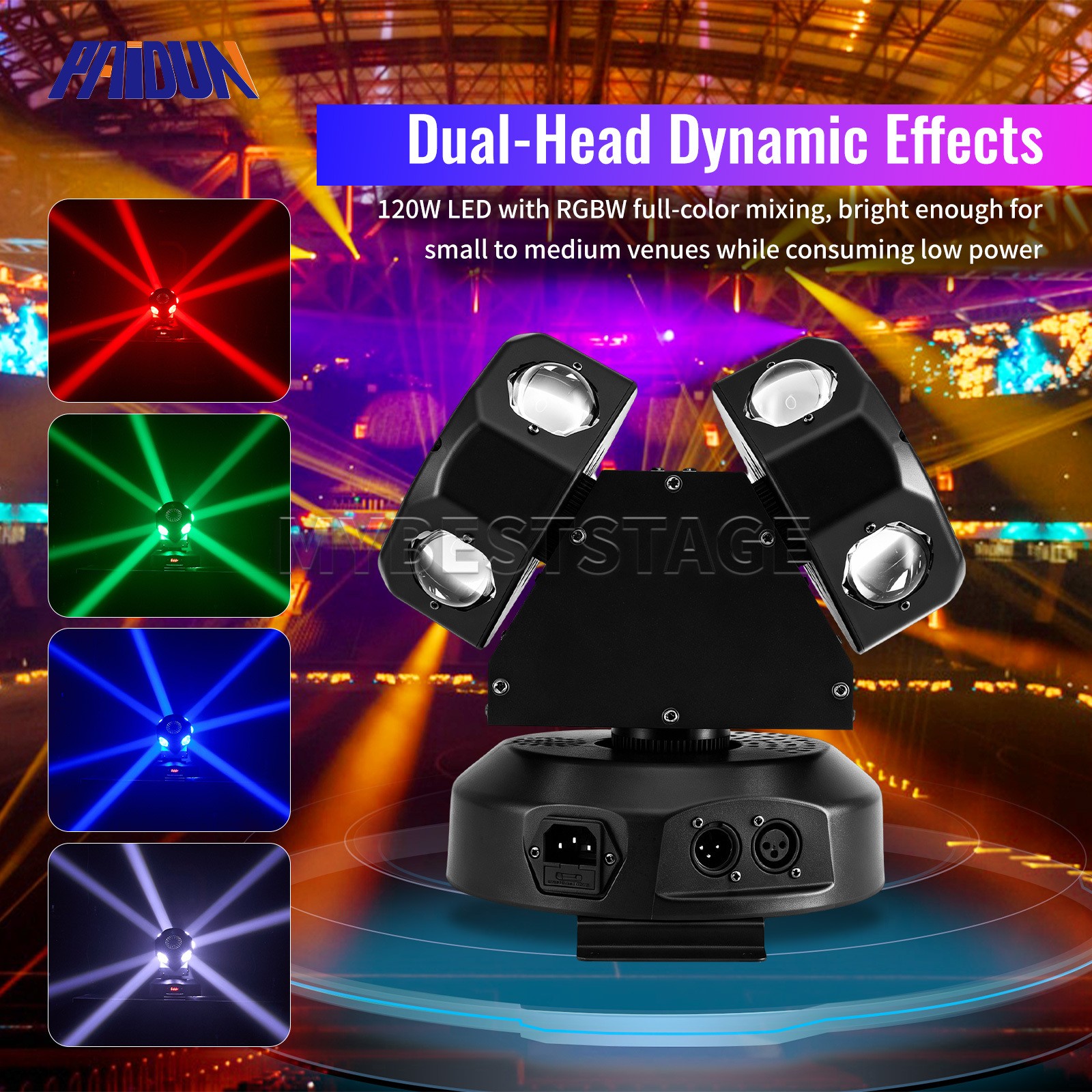 PAIDUN 120W Double Heads Moving Head Light Rotation Beam Disco Bar KTV DJ Party
