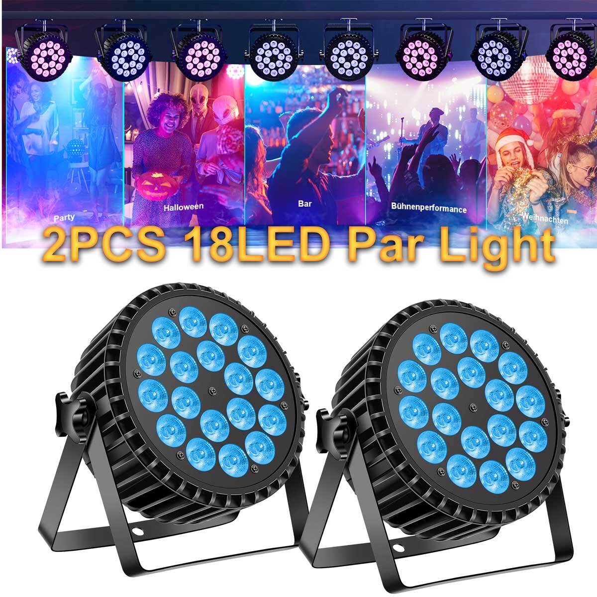 12PCS DJ Party Stage Light 18LED RGB+UV DMX 4/8CH Par Lights Wash light Bar Show