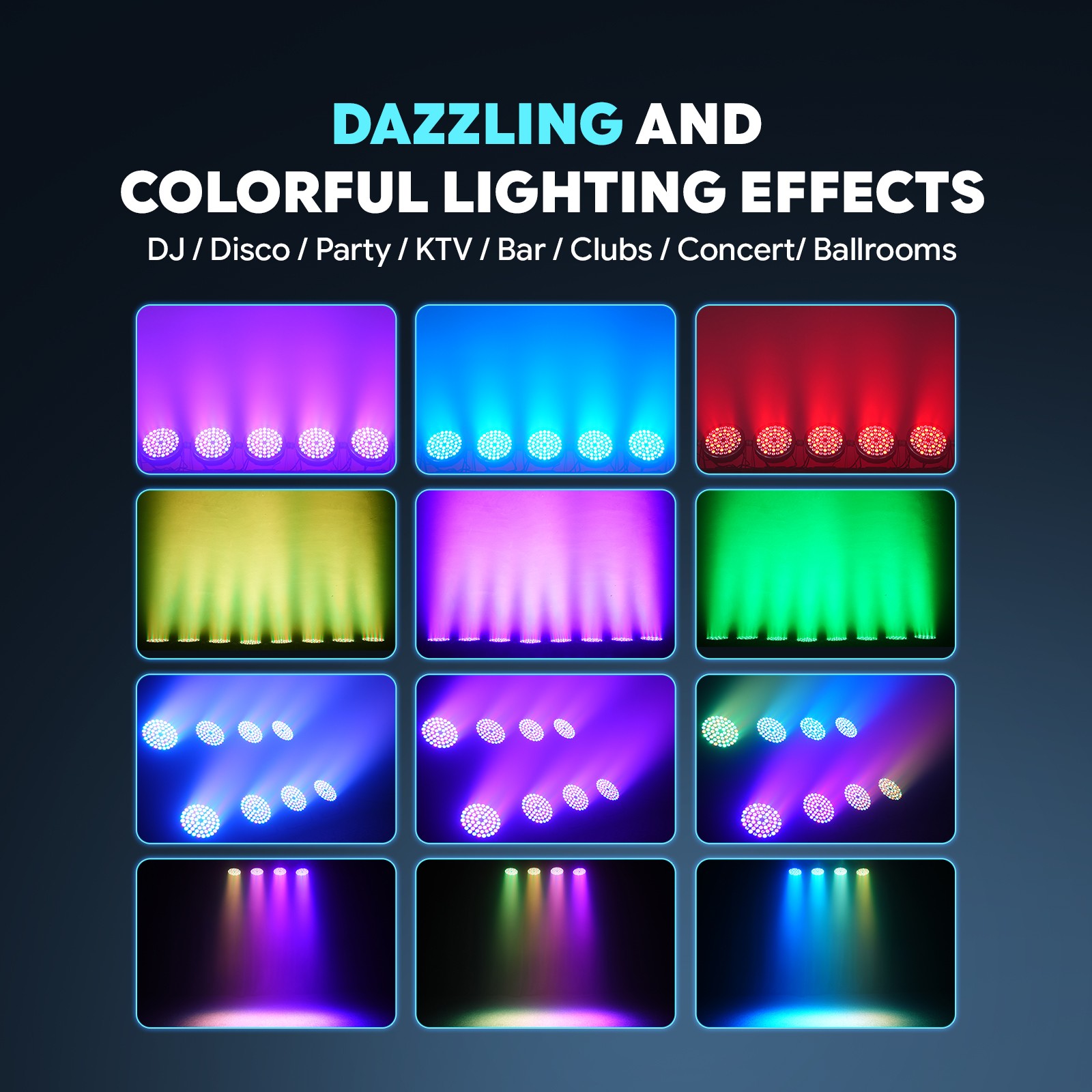 180W Rechargeable Par Can Lights Wireless 60 LED RGB Uplights Battery Powered