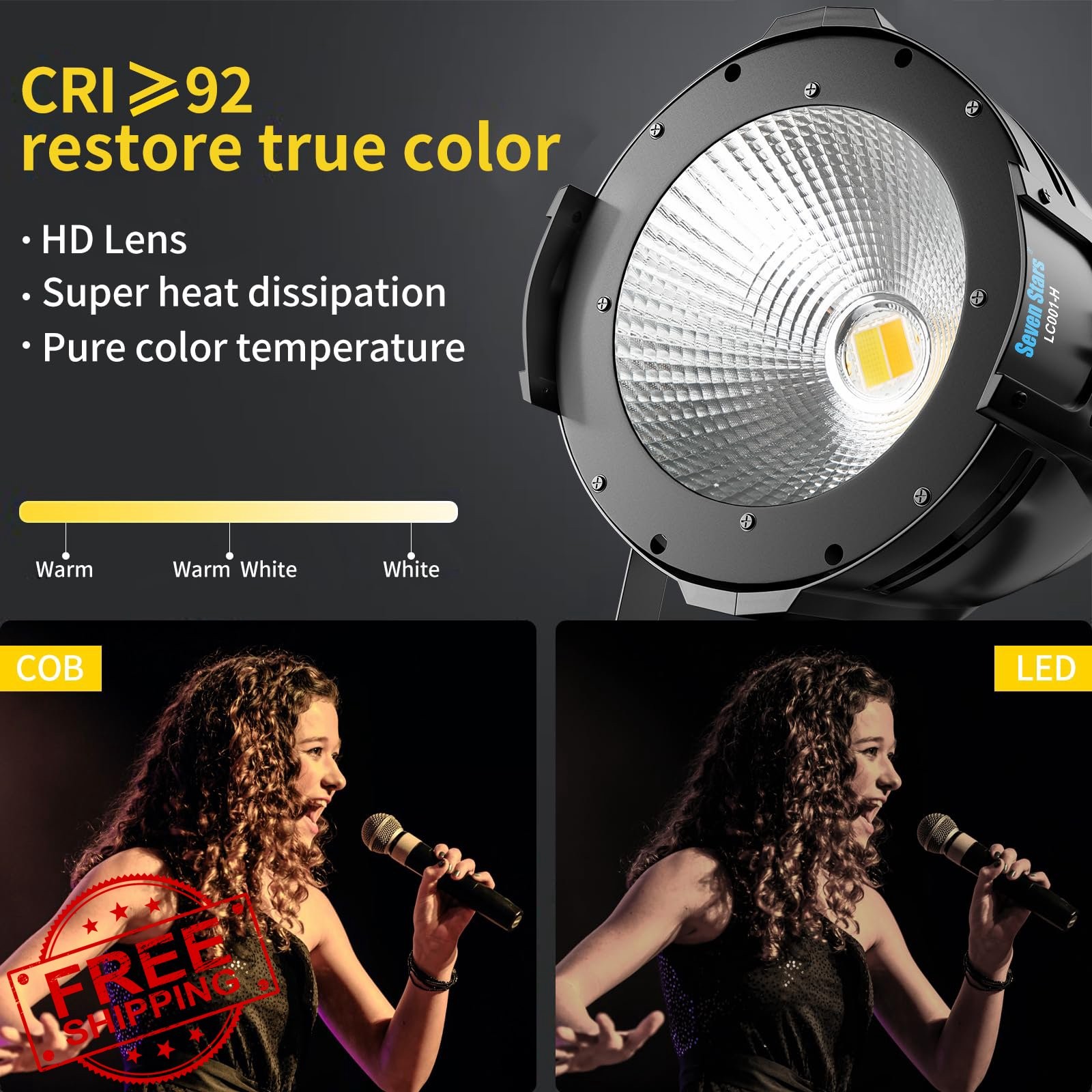 Seven Stars 100W COB Par Light Warm Cold White DMX Stage Lighting