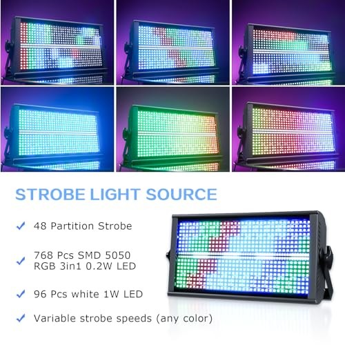 Stage Light Bar LED 200W DJ Strobe Light 768 LEDs RGBW DJ Lights with 46 Zones