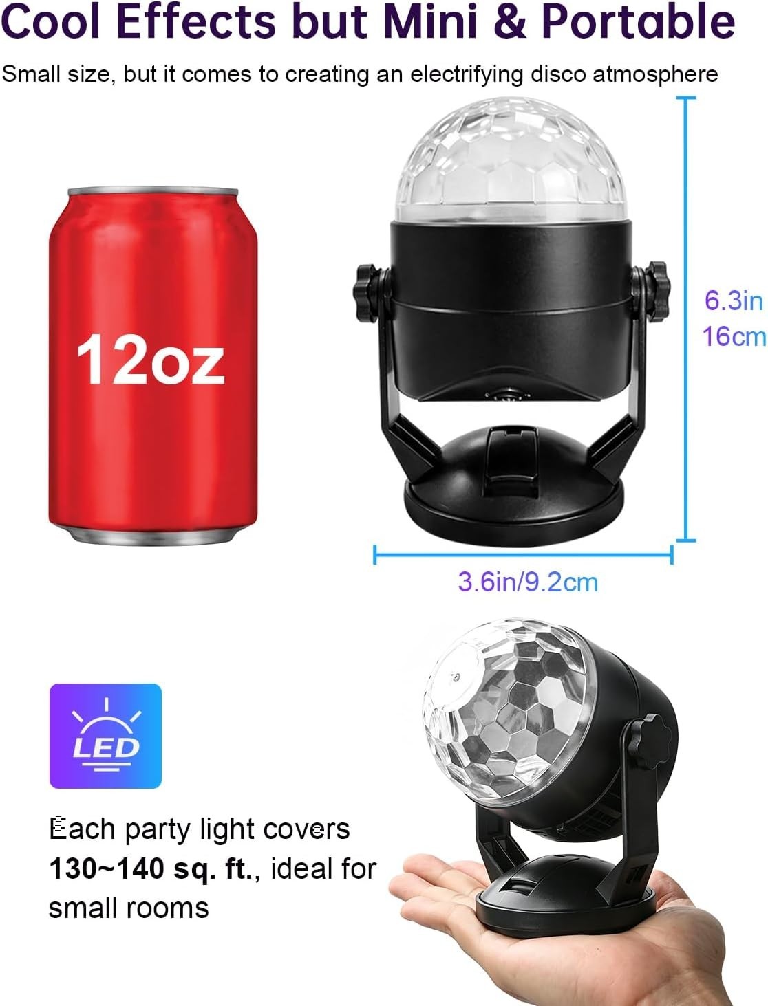 Portable Multi-Color Sound-Activated Disco Ball Lights