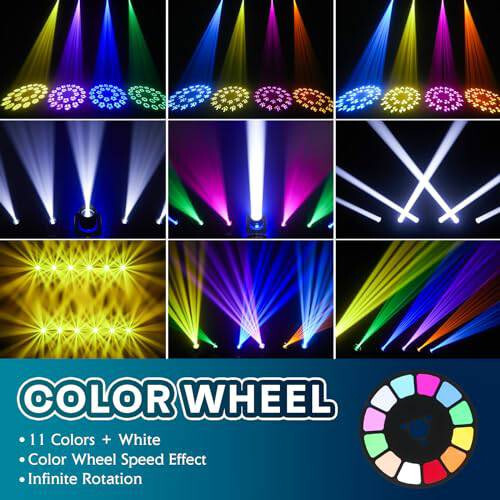 Moving Head DJ Lights 200W LED Stage Light Beam Spot 24 Rotating Prisms 14 Gobos