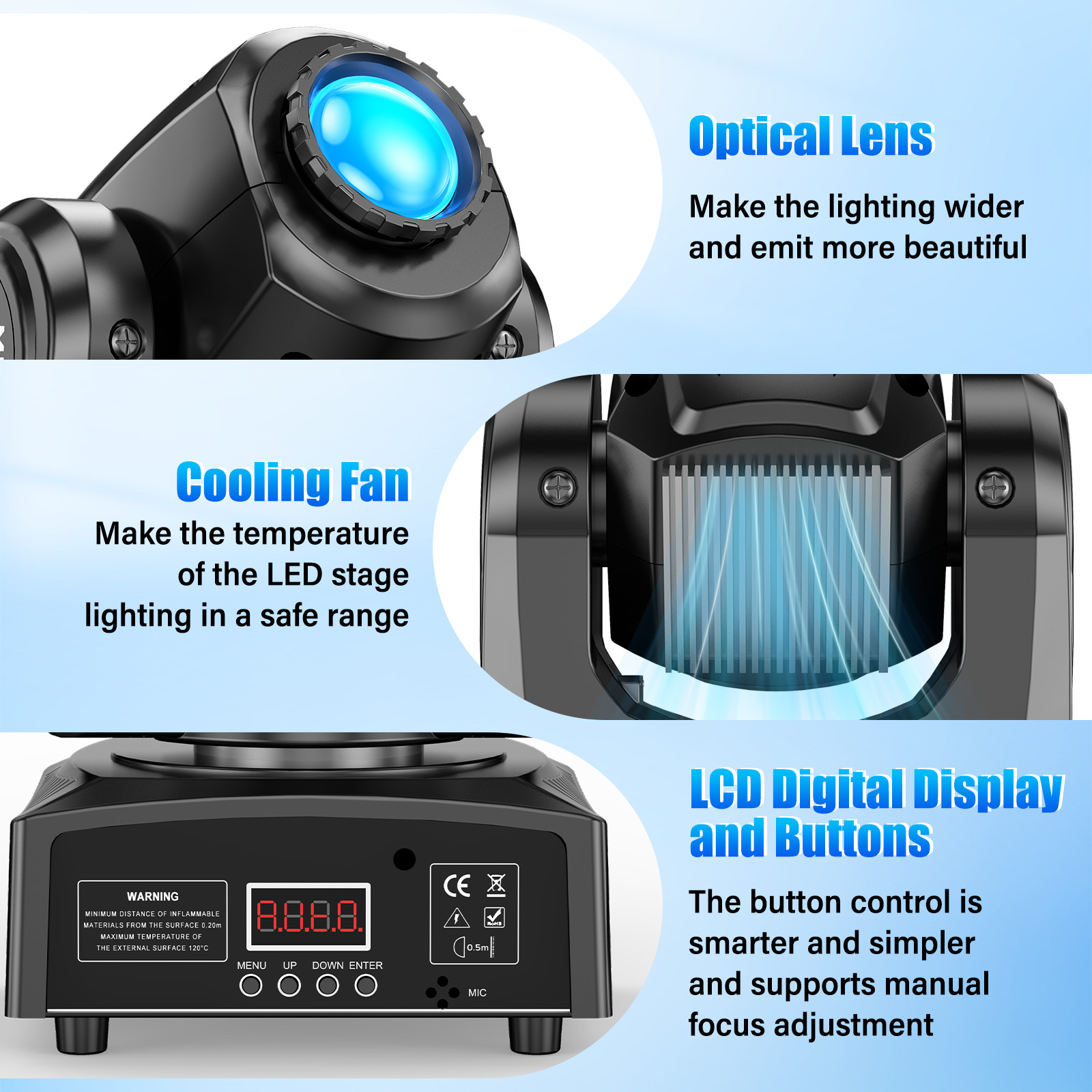 150W LED Moving Head Light RGBW Gobo Beam Stage Spot Lighting DJ Disco Show DMX