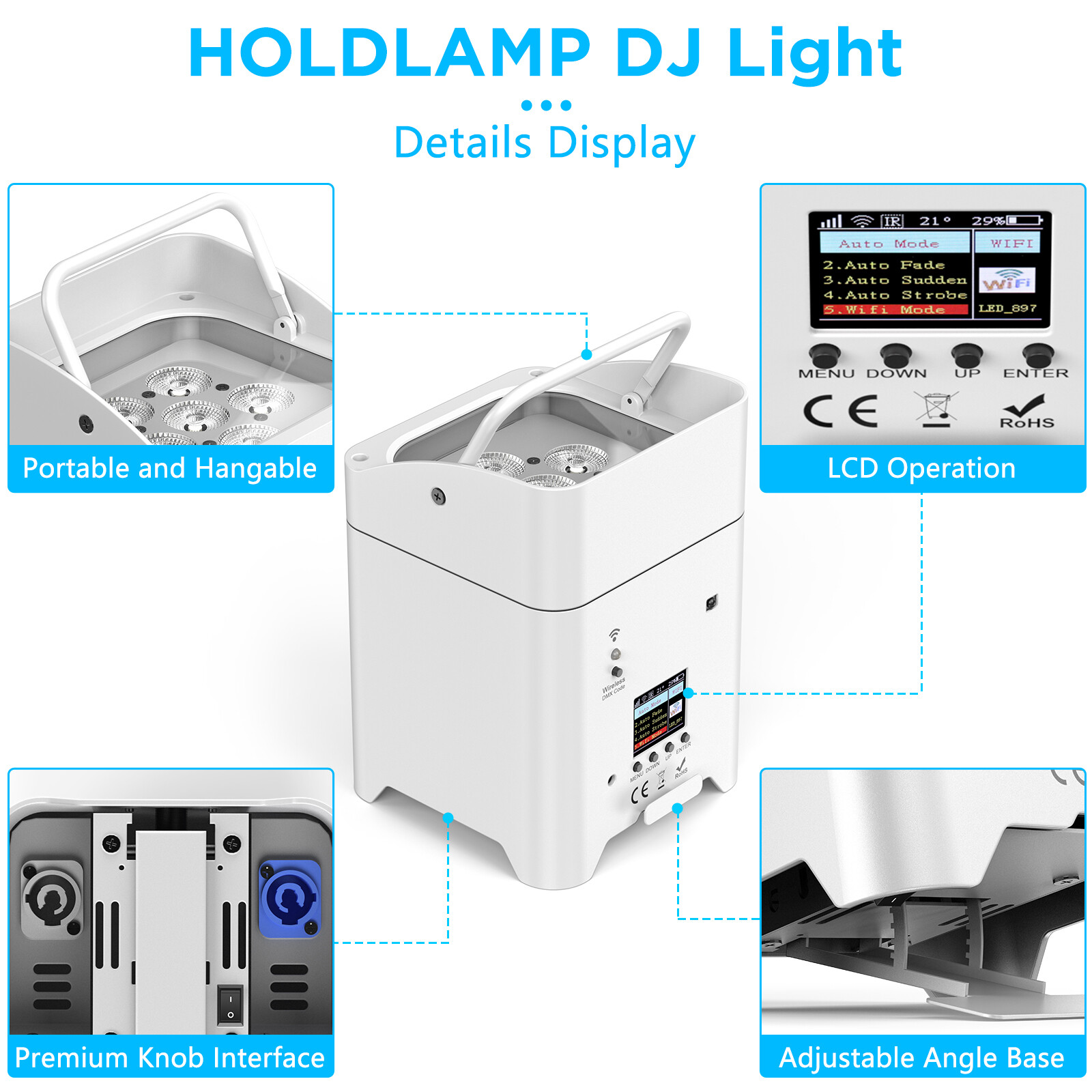 8Pack 6x18W RGBWA+UV Battery Powered WIRELESS DMX LED Par Lights DJ Uplighting