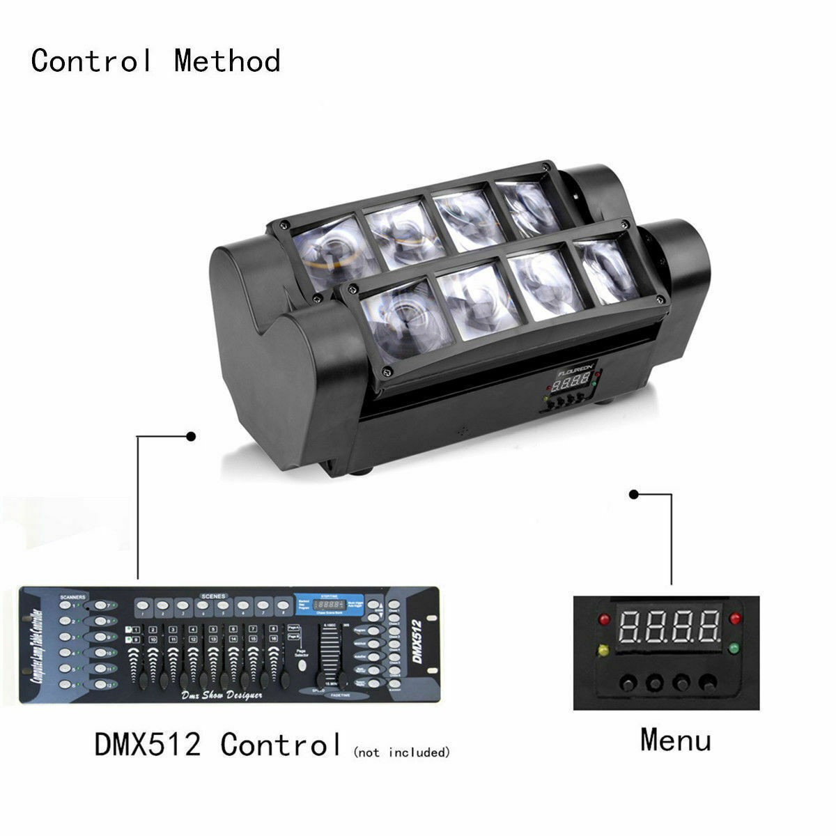 8 LED Mini Spider Moving Head Light 8x3W RGBW Stage Lighting RGBW Beam 1/2 Pack