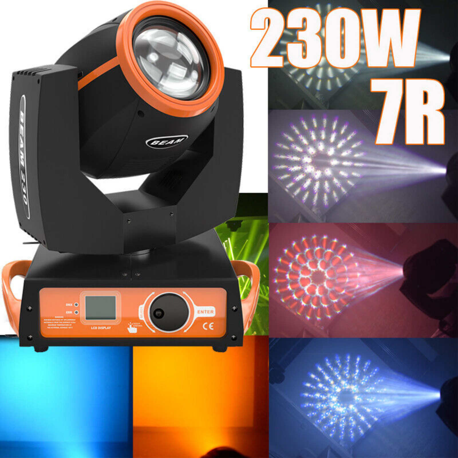 2PC 230W 7R Zoom Moving Head Beam Sharpy Light Prisms Strobe DMX 16Ch Bar Lights