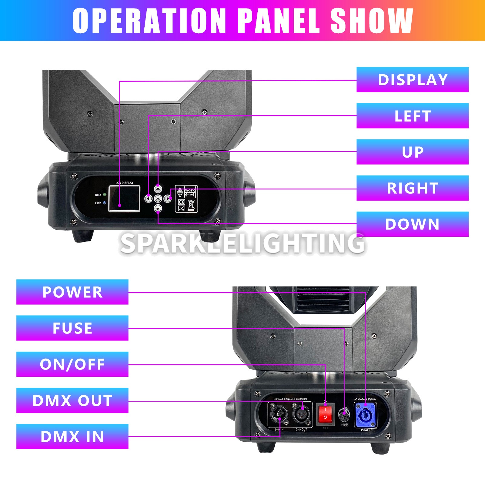 PAIDUN 2Pack Beam 295W 14R Moving Head Light Double Prism Rainbow Fogging Effect