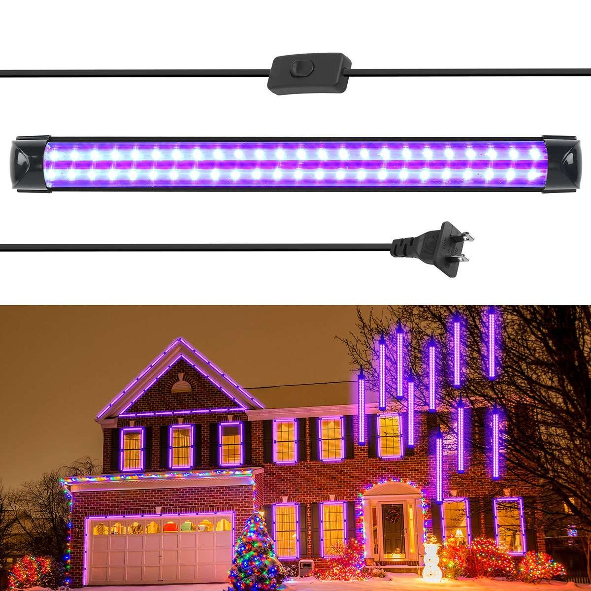 2 Pack 48 LED UV Light Bar Fixtures Ultraviolet Lamp Strip US Plug DJ Party Club