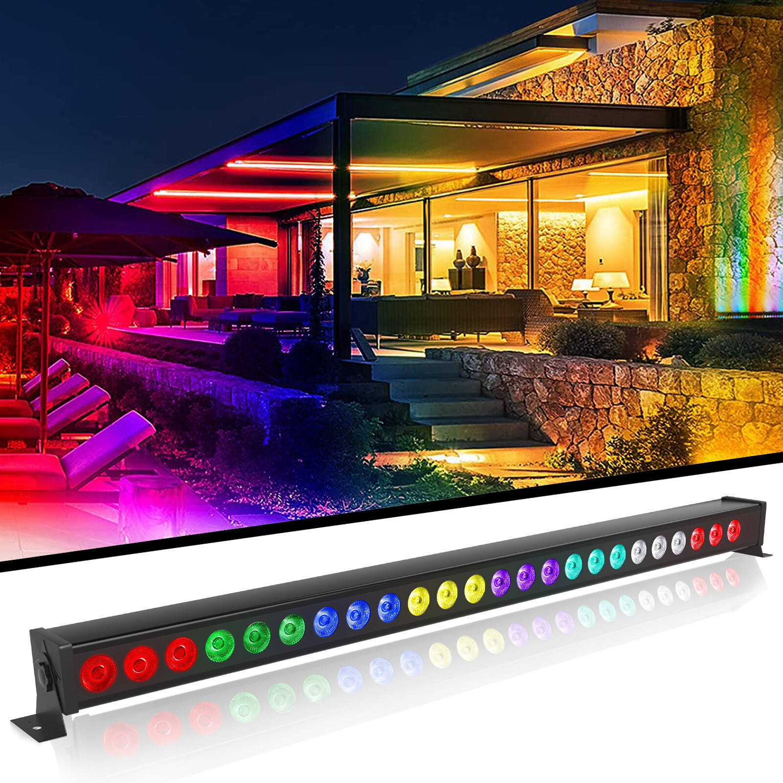 24 LED RGB 192W Wall Wash Light With Color Mixing Function For Stage Event