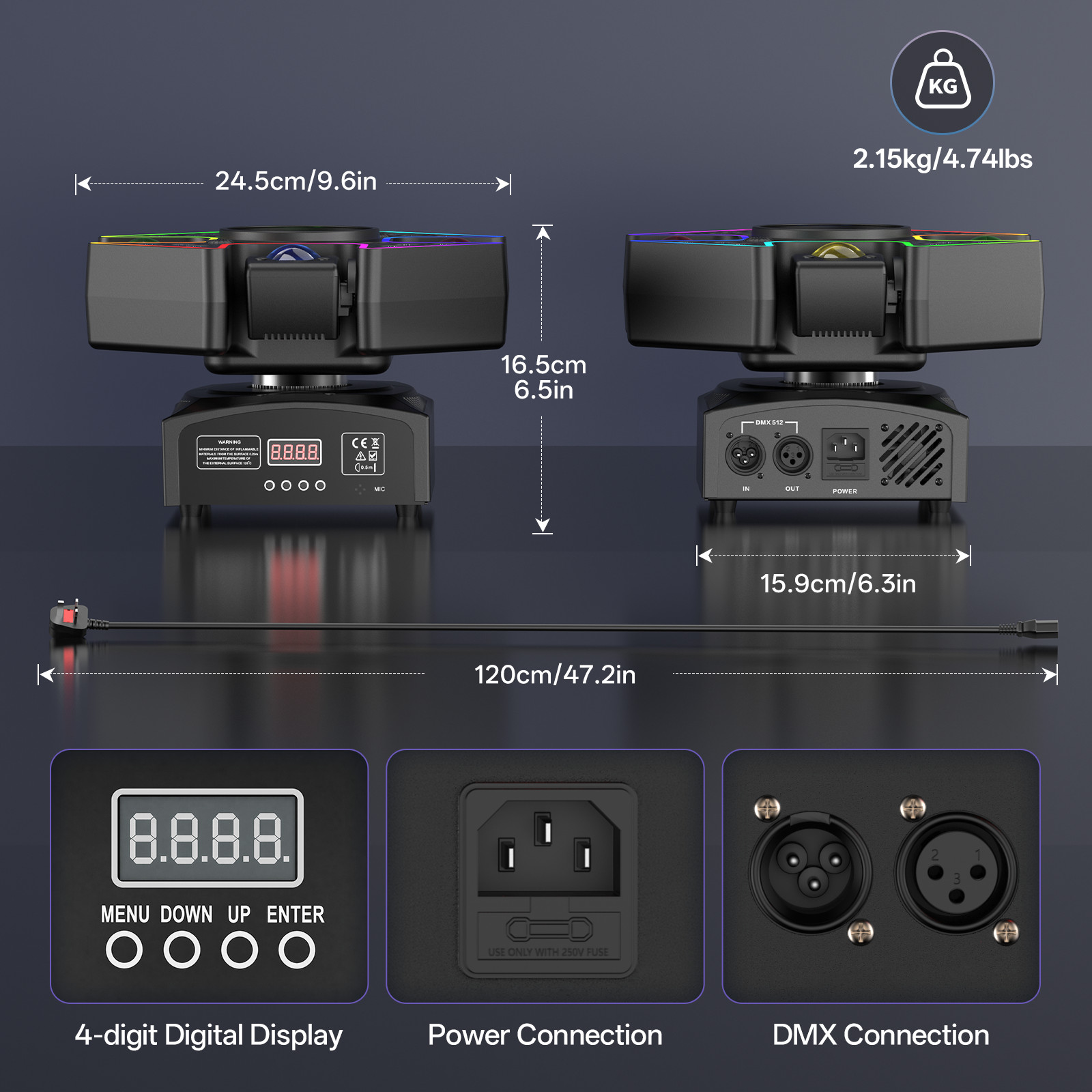 150W 4-Arm Moving Head Light RGBW Laser DMX512 Bee Eye DJ Party Disco Stage