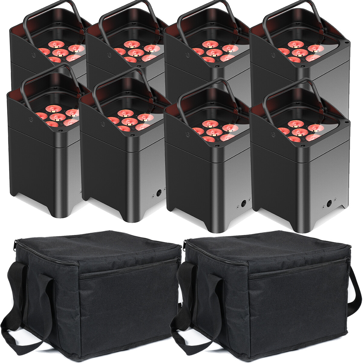 DJ Freedom Par T6 Six-Color (RGBWAUV) LED Uplights DMX WiFi APP Control 8 Pack