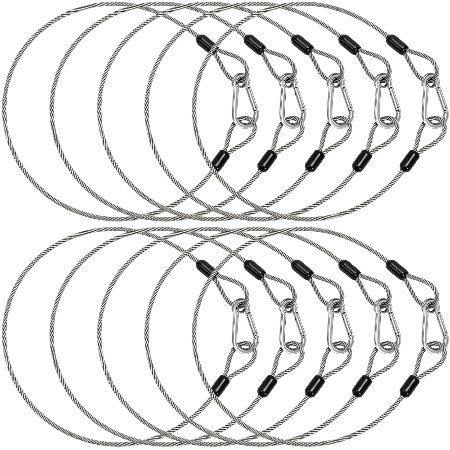 10 Pack 2Ft Stage Light Safety Cables for Stage DJ Party Lights, 1/8″