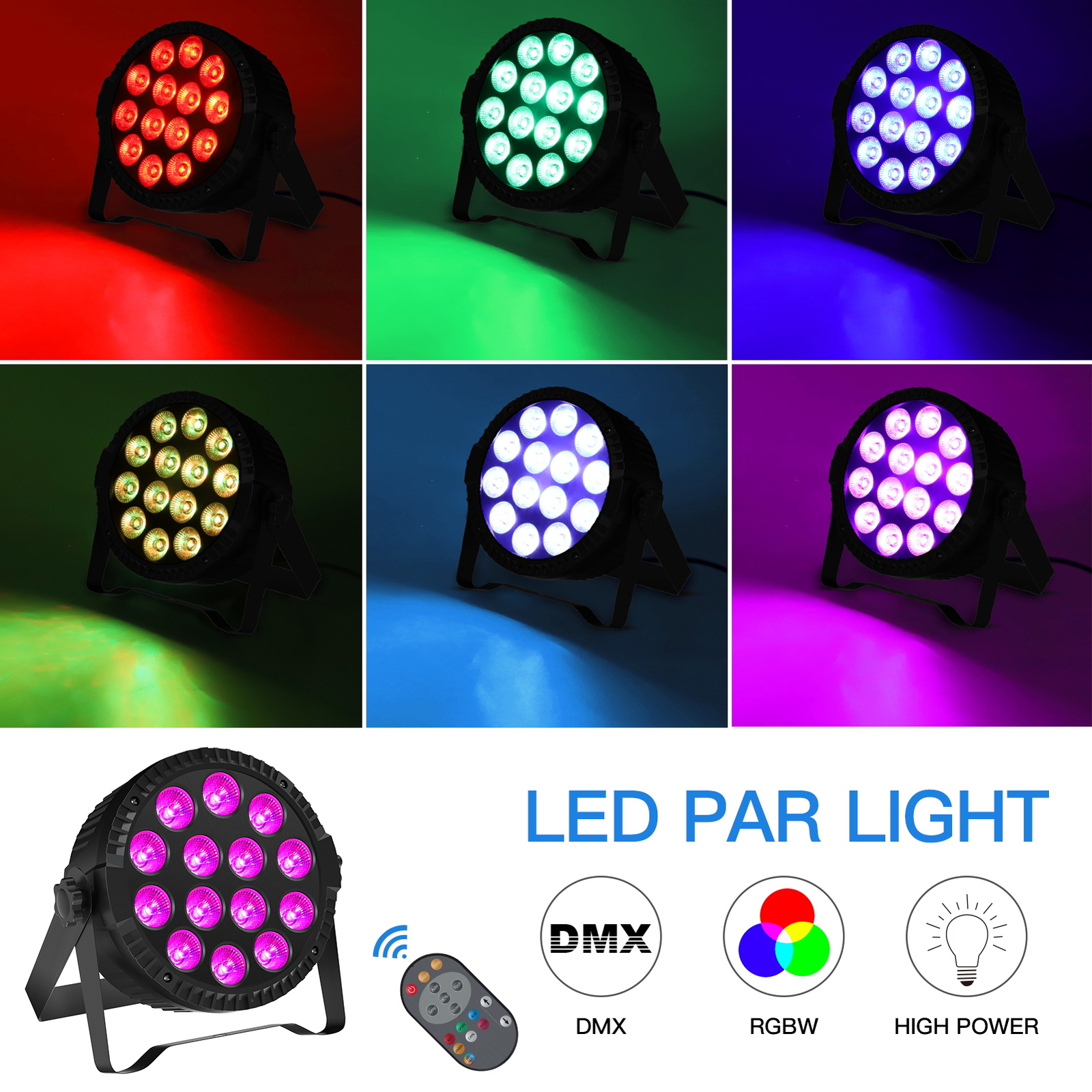 150W RGBW Par Can Light 14LED DMX512 DJ Party Disco Stage Beam Wall Wash Light