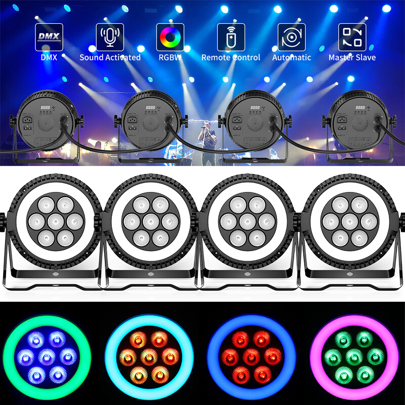 7+48LEDs Par Light withLight Strip 4-IN-1 RGBW DMX Stage Effect DJ X-mas Light