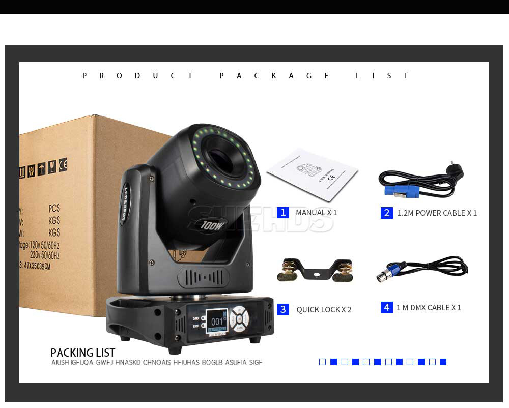 SHEHDS LED 100W Spot Gobo 6 prism moving Head lights