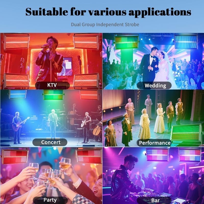 500W RGBW LED Stage Strobe Light with 960 LEDs, Dimmable Multi Effects by Sou…