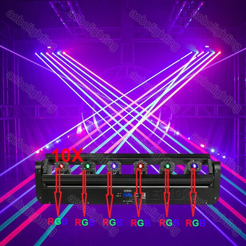 10pcs 500mW*6 RGB Fat Beam Moving Head Laser Projector KTV Disco DJ Show Lazer