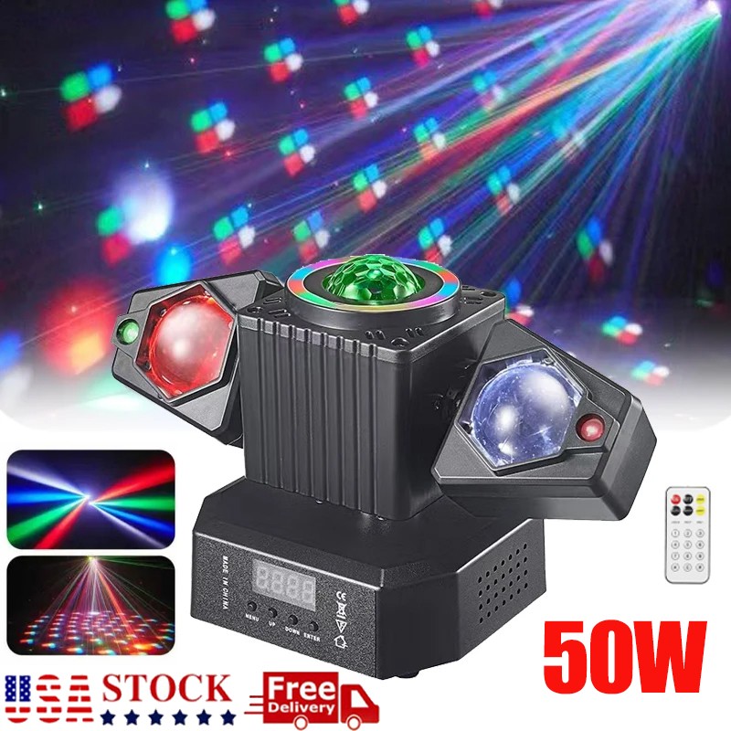 50W Laser RGBW LED Moving Head Light Disco Stage Lighting Beam DMX512 Party DJ
