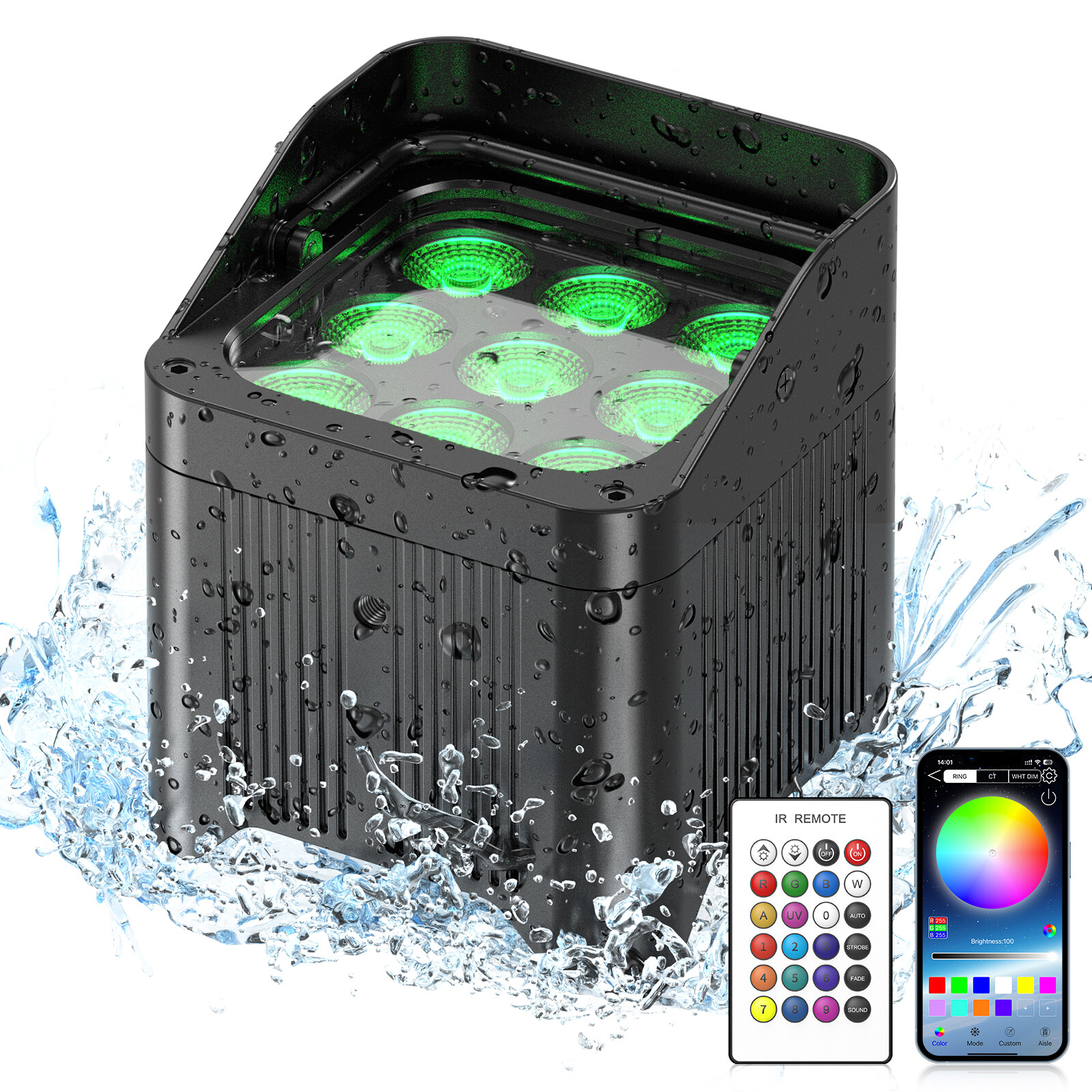 225W Professional Par Light Outdoor Stage Light IP65 Waterproof RGBWA UV Show