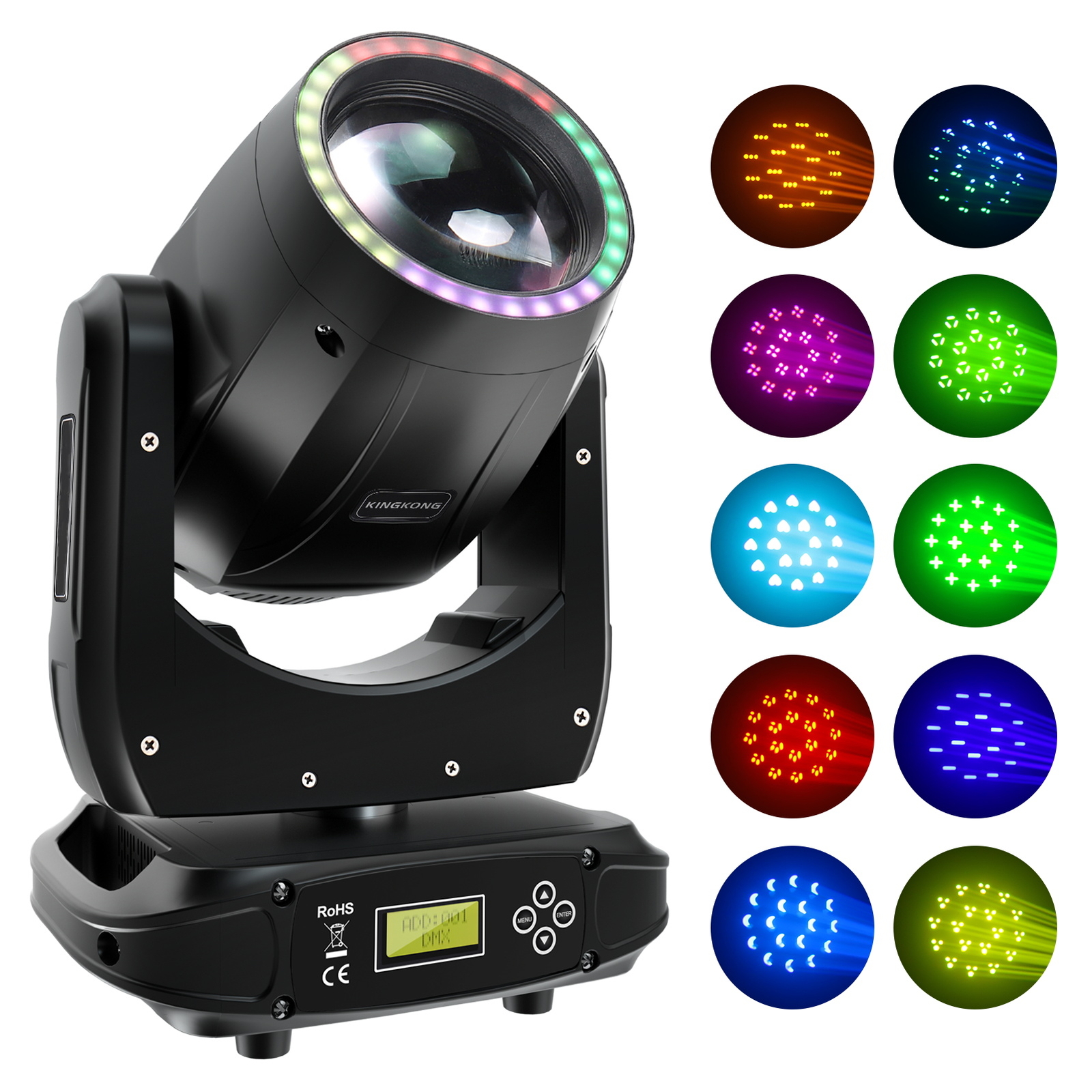 2X 200W Moving Head LED Gobo Beam 8Prism Stage Lights DMX Disco Show+Flight Case