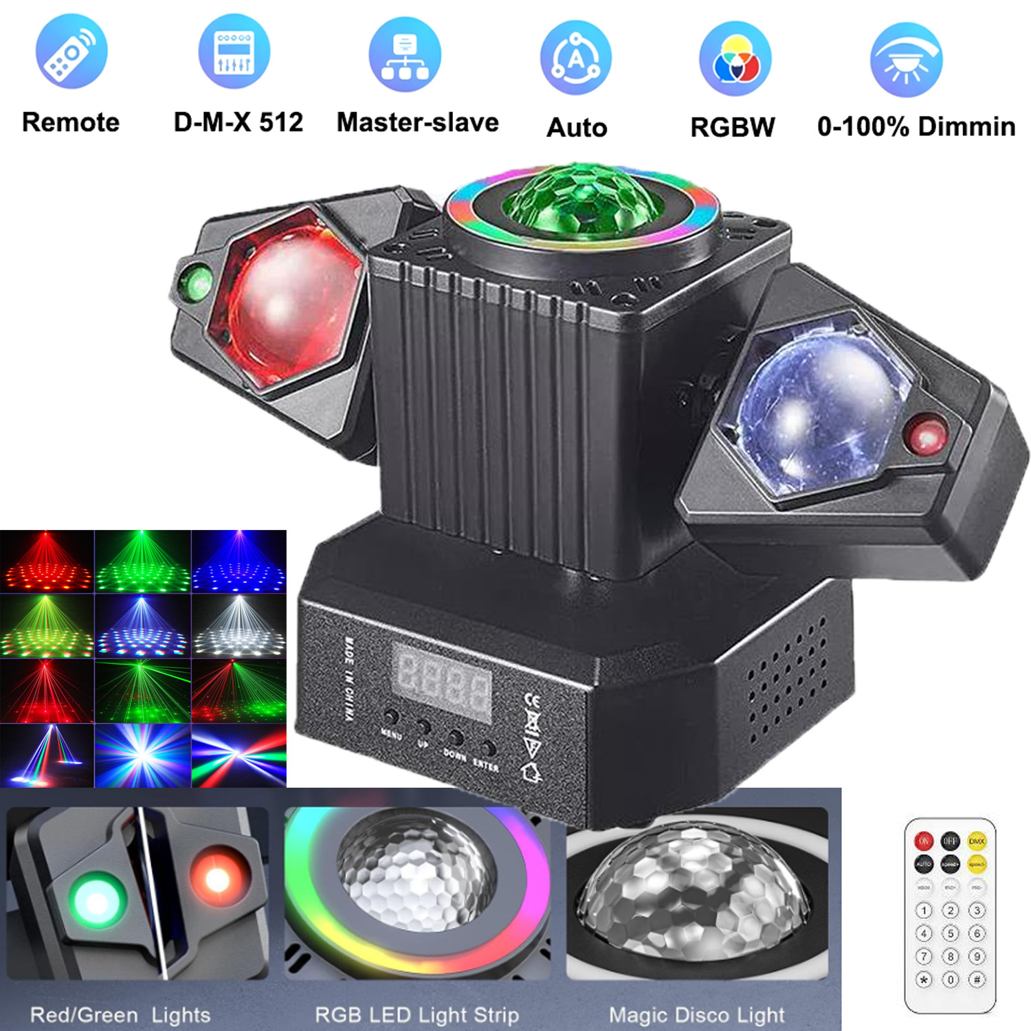 RGBW DMX512 Laser Stage Lighting Moving Head Disco Sound Party Light DJ Disco