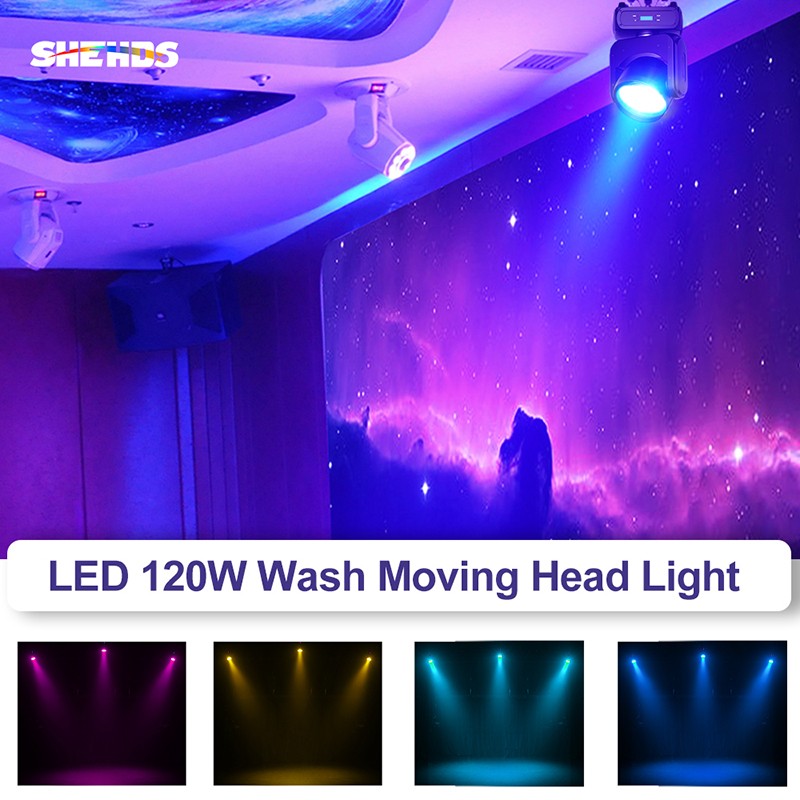 SHEHDS LED 120W Wash Spotlight RGBW 4IN1 Moving Head Light For Stage Wedding Bar