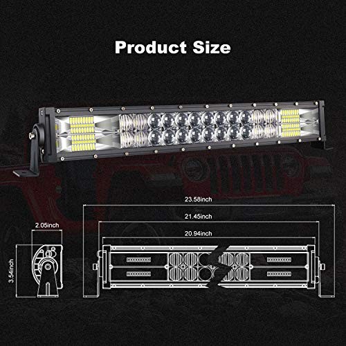 Led Light Bar 22 Inch 120W Curved 5D Flood Spot Combo Beam Off Clear Industrial