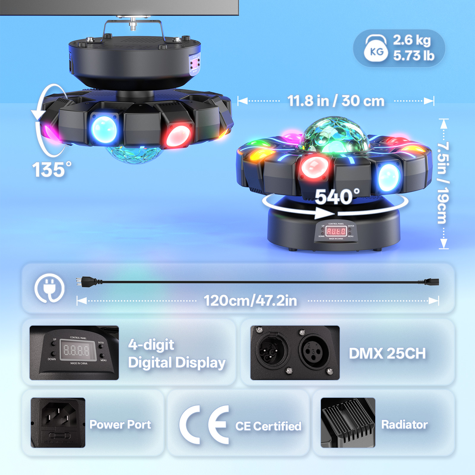 230W RGBW Moving Head DJ Light 8-Arm Beam Laser Strobe DMX Party Stage Show