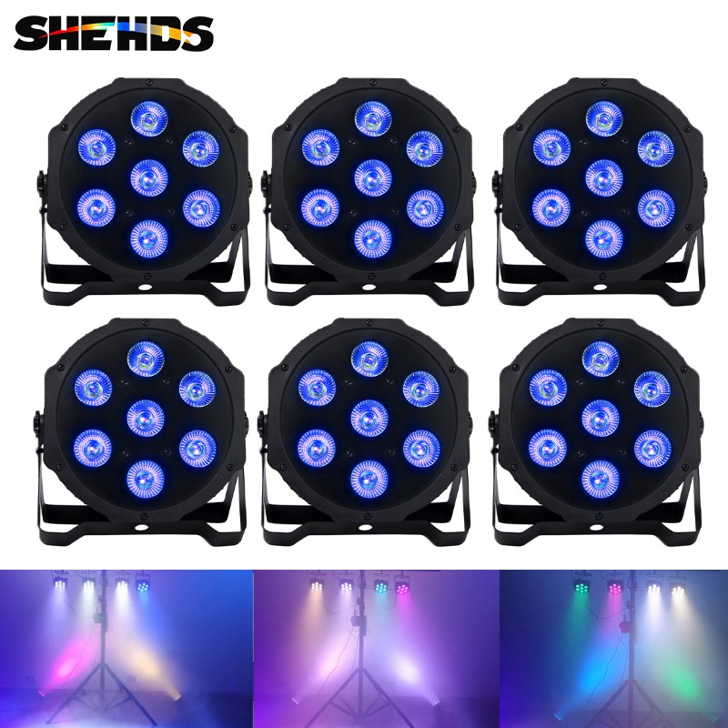 6Pcs 7x18W RGBWA+UV 6in1 Par Light LED Beam DMX Party Disco DJ Stage Lighting