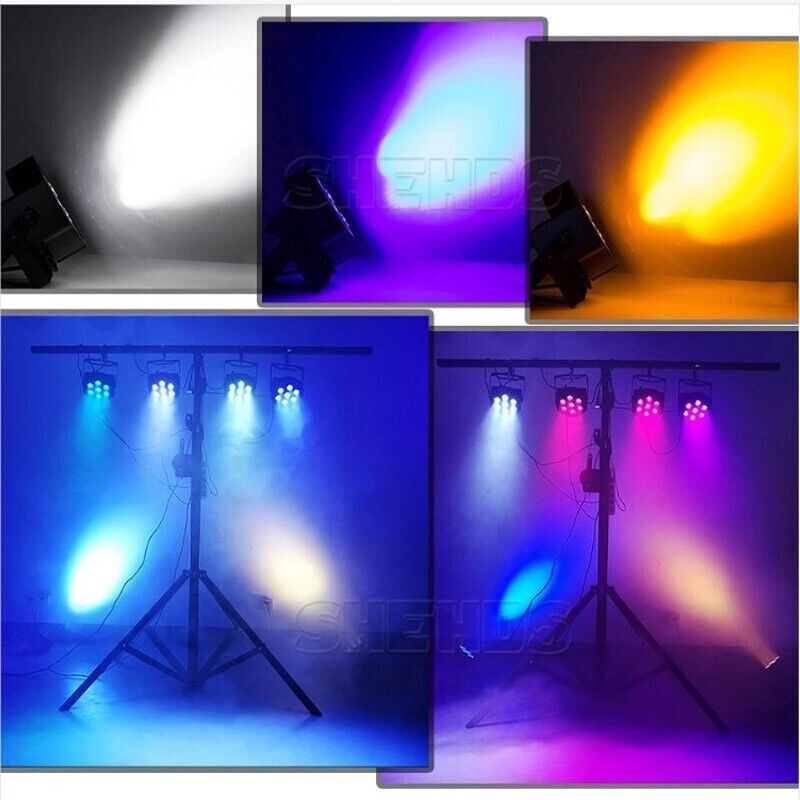 6Pcs LED 7x18W RGBWA+UV Flat Par Lighting DMX Control Beam Light Party DJ Club