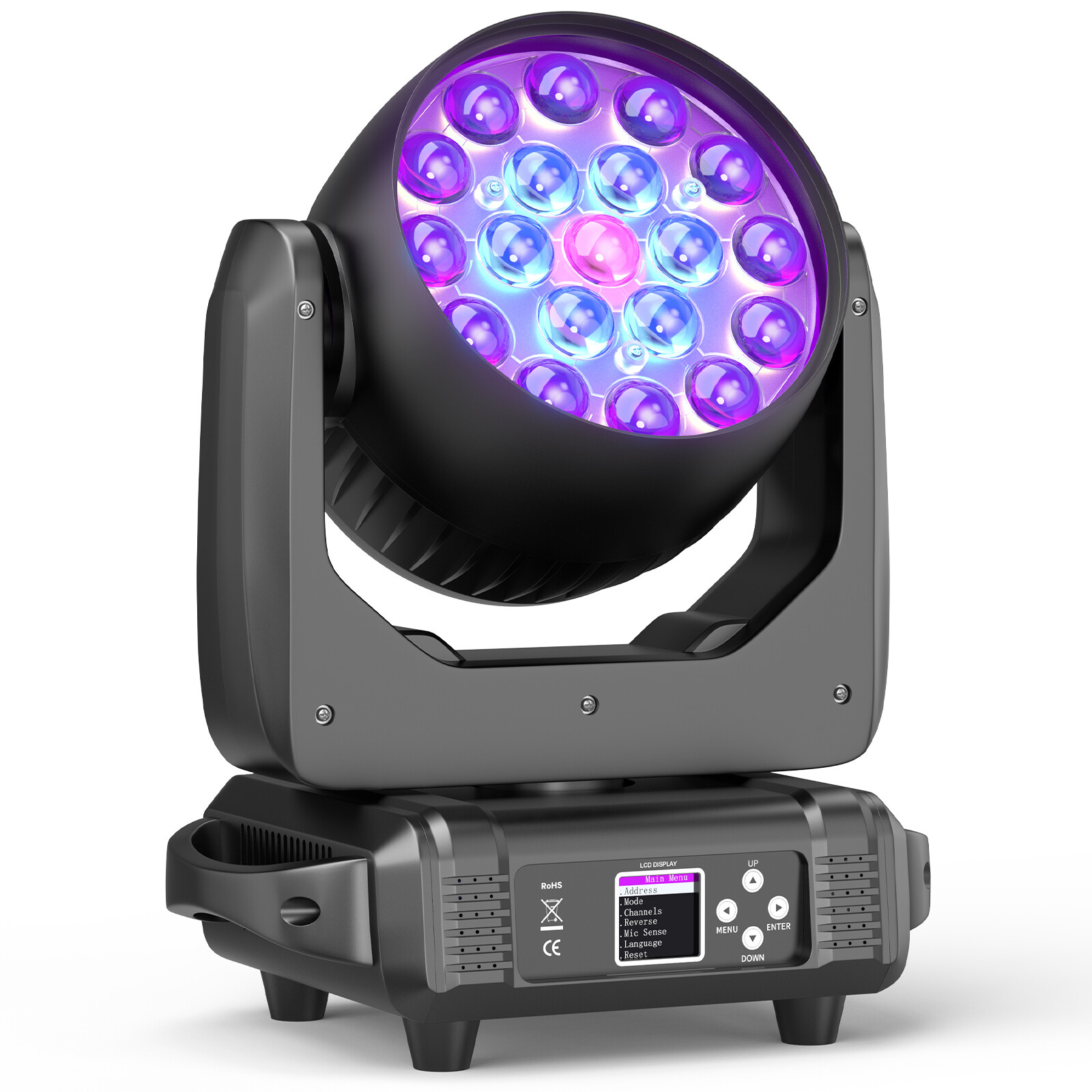 19*15W RGBW 19 LED Wash Zoom Moving Head Beam Light DJ Party Stage Light DMX512
