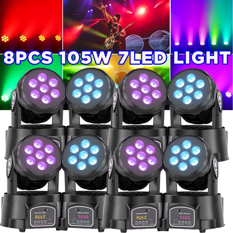 U’King 7 LED Moving Head Light RGBW DMX Beam Stage Light DJ Disco Party Light