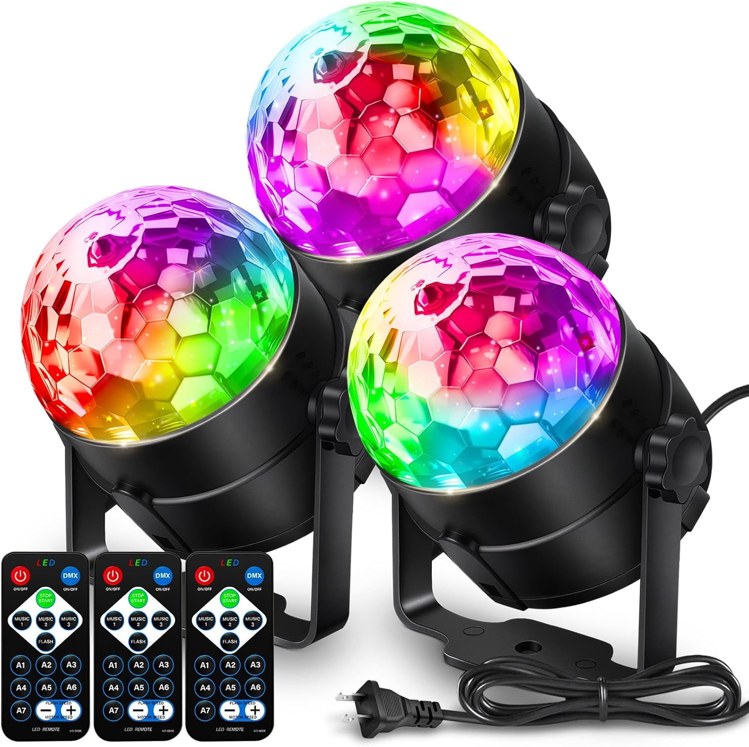 Disco Ball DJ Party Lights Sound Activated with Remote Control Strobe Lamp 7 Mod