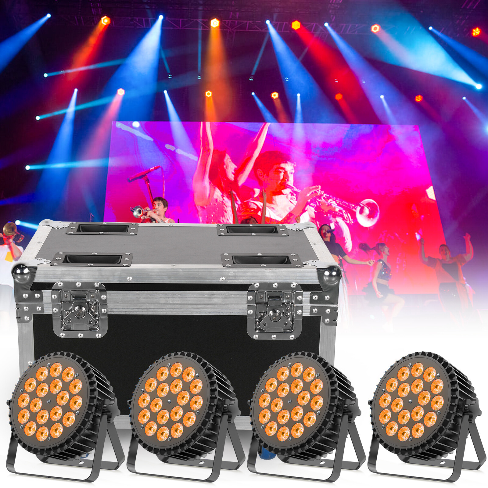 270W LED Stage PAR Light RGBWA UV DMX Beam Lighting Party DJ Disco Light w/ Case