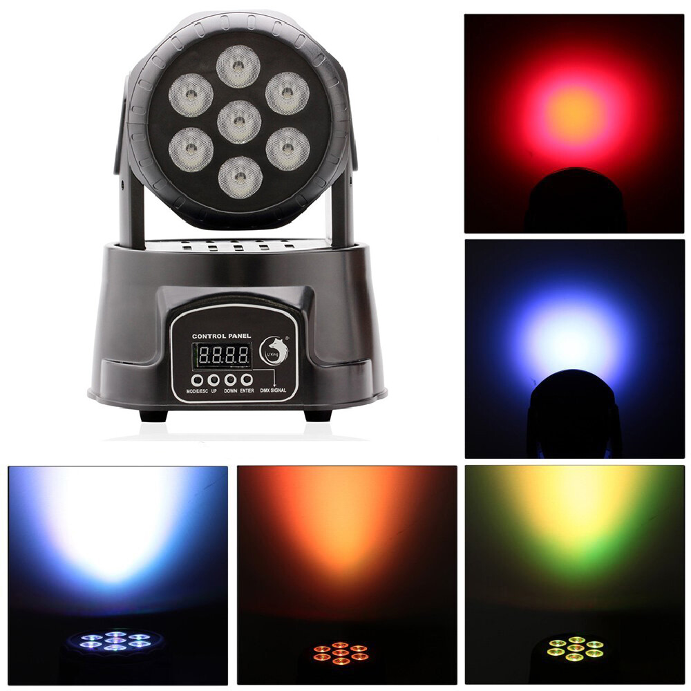 7 LED 105W RGBW Beam Moving Head Stage Lighting DMX512 Disco DJ Party Light