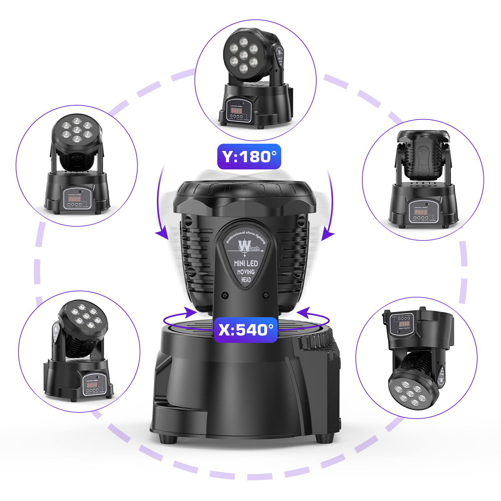 105W RGBW Moving Head Stage Lighting 7LED Wash DMX Beam Bar Disco Club DJ Light