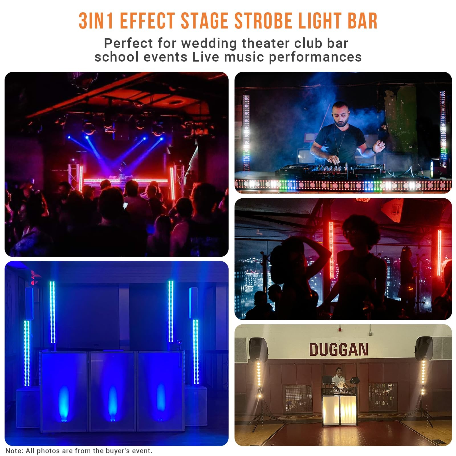 LED Stage Wash Light Bar – 40IN 100W DJ Light Bar 3IN1 RGB LED Strobe Beam Li…