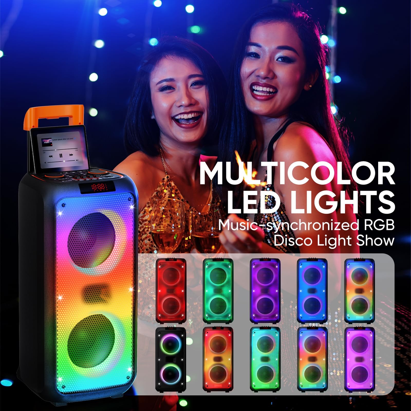 Karaoke Machine for Adults with 2 Wireless Microphones – PA System Party Spea…