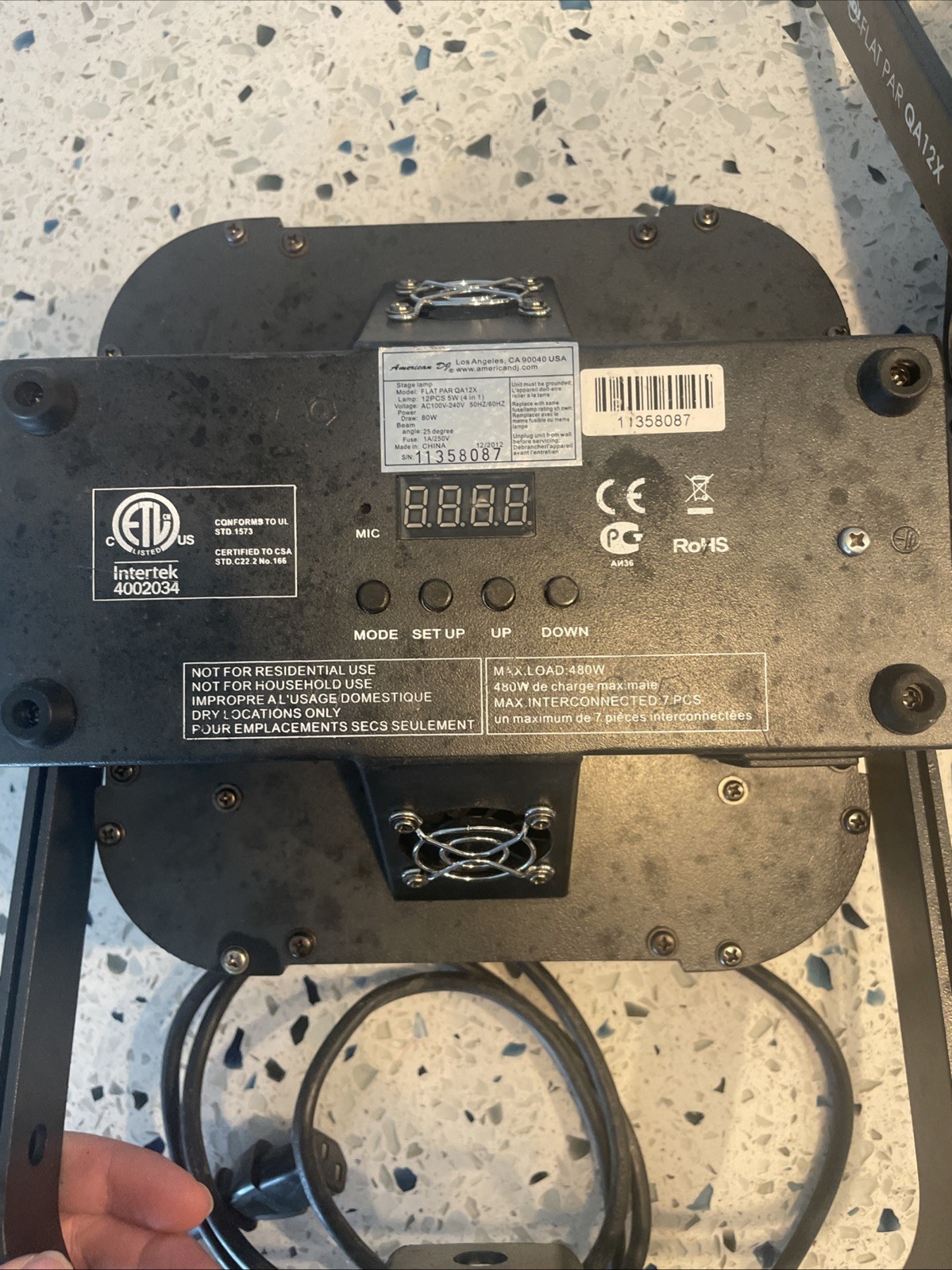 Two American DJ Flat Par QA12X LED Stage Lights w/ Power Cable Incl