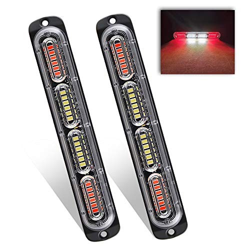 Emergency Warning Strobe Lights, Universal 2 Pack 24 LED 72W Red+White+Red