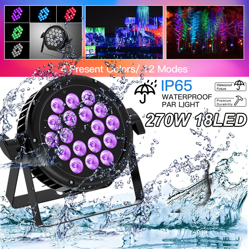 270W RGBW Stage Par Light Waterproof 18LED DJ Disco Club Lights Outdoor Lighting