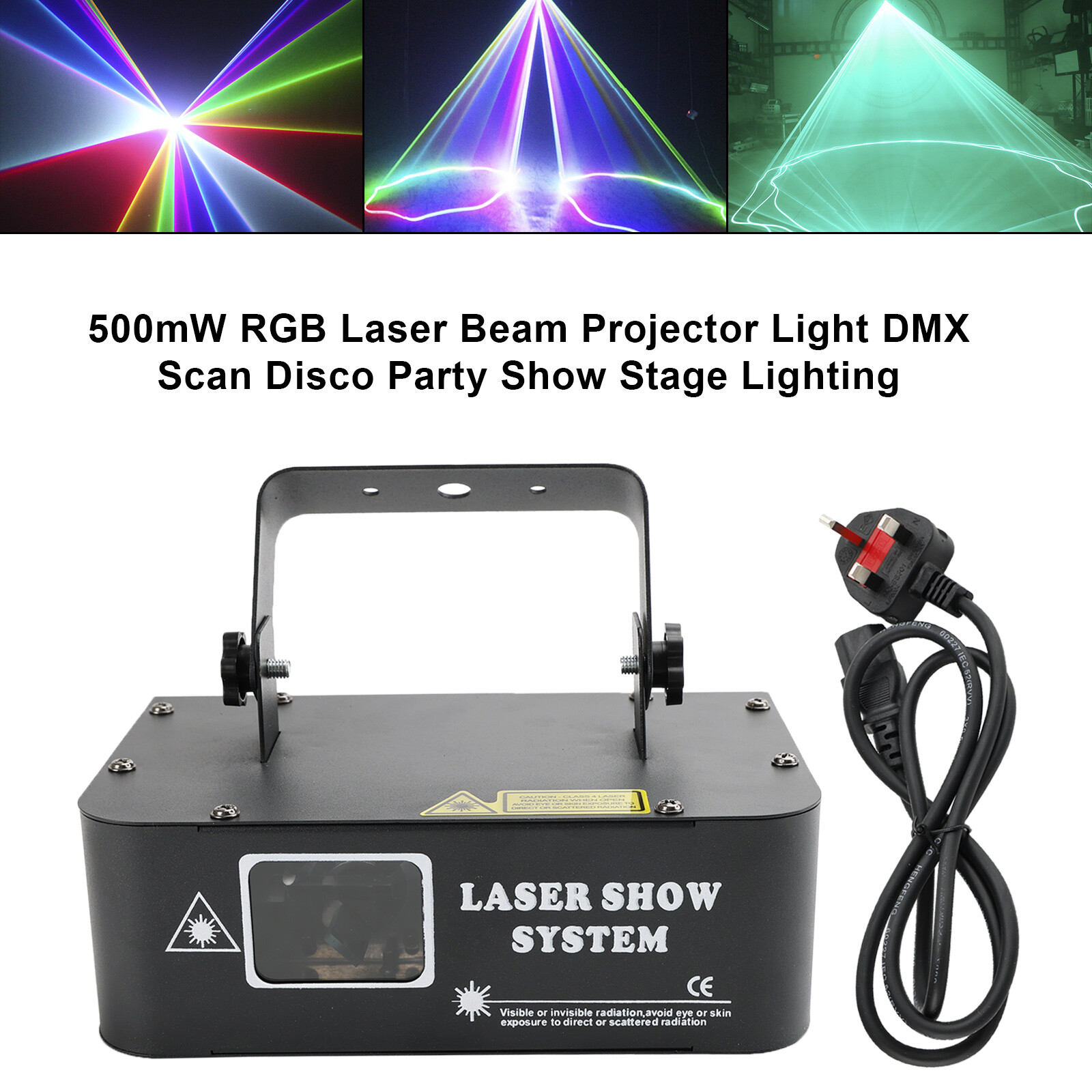500mW RGB Laser Beam Projector Light DMX Scan Disco Party Show Stage Lighting UK