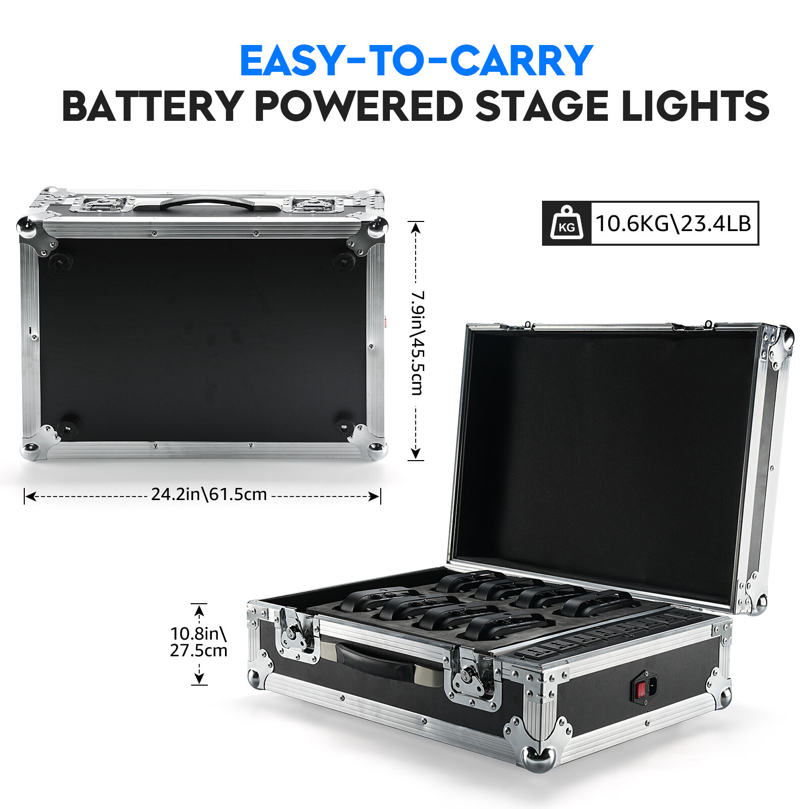 LED 4x25W RGBWA+UV Battery Powered WIRELESS DMX Par Can DJ Uplighting Uplights