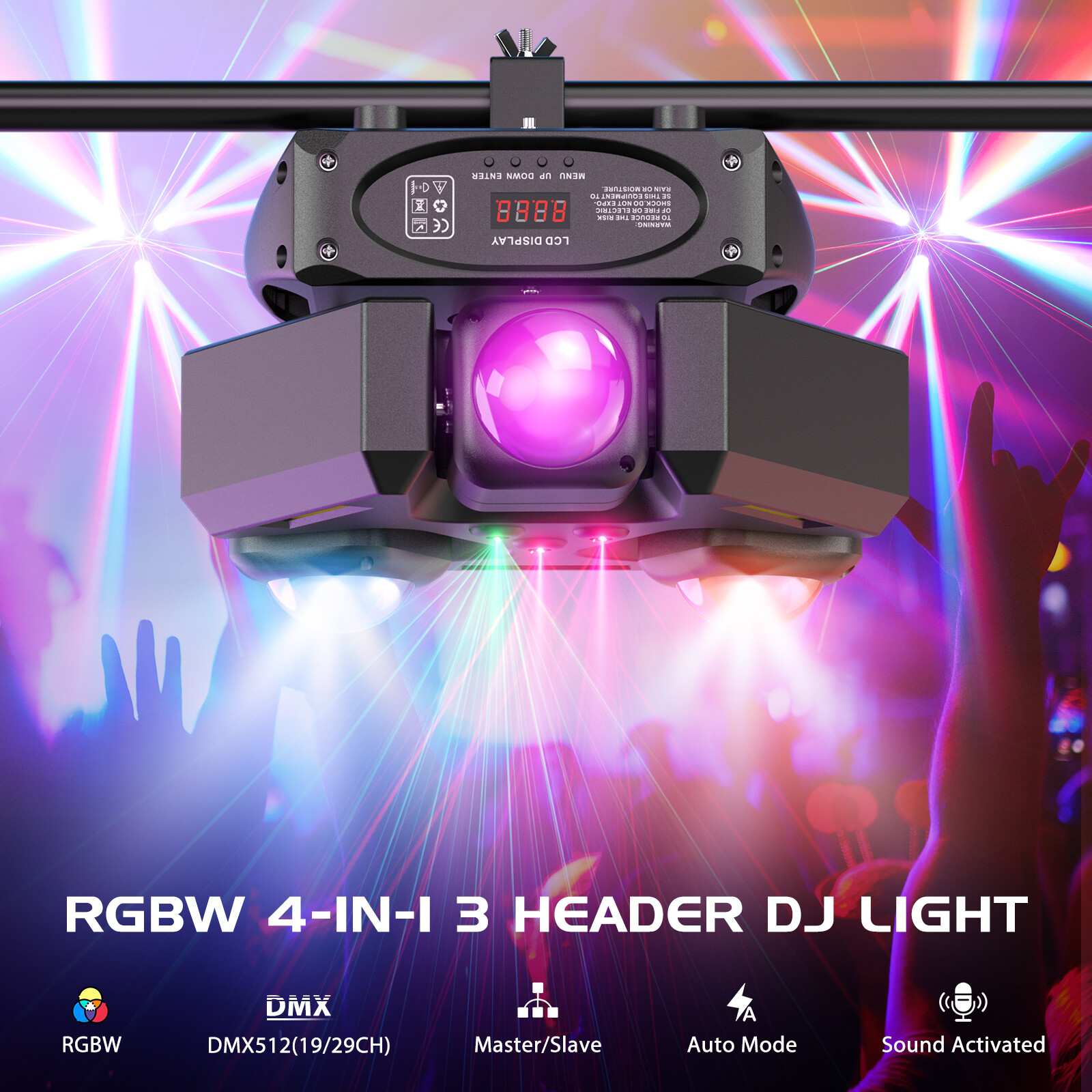150W RGBW Laser Moving Head LED Stage Lights Beam DMX Club Disco Party DJ Light